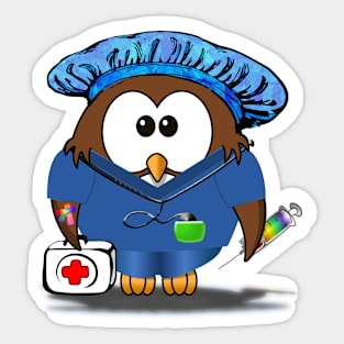 guy nurse owl Sticker